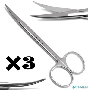 3× Iris Scissors Curved 4.5" Surgical Dental Veterinary Instruments Updated - Picture 1 of 6