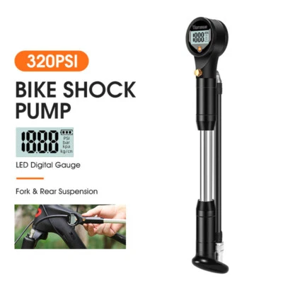 WEST BIKING Bike Front Fork Shock Pump LED Digital Gauge 320PSI High Pressure - Image 1 of 4