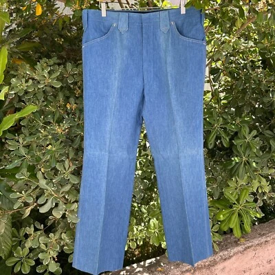 Vintage 70s Haggar Mustang Western Denim Slacks NWT 36x31 USA - Image 1 of 4