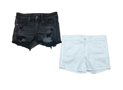Jean American Eagle corto para mujer lote de 2 talla 4 negro y blanco desgastado cortes Foto 1 de 4