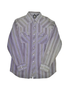 Vintage Lee Shirt Mens L Western Pearl Snap Long Sleeve Brushpopper Striped - Picture 1 of 8