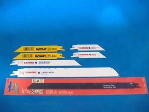 LOT OF SEVEN ASSORTED RECIPROCATING SAW BLADES LENOX VERMONT AMERICAN DEWALT - Picture 1 of 1