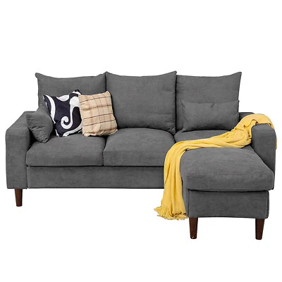 Juego de sofá seccional de tela sofá en forma de L convertible interior modular Foto 1 de 4