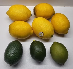 Vintage Lot of 8 Large Artificial LEMONS LIMES 4" Fruit Decor Food Display (#1) - Picture 1 of 6