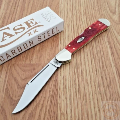 Case XX Peach Seed Folding Knife Carbon Steel Blade Seed Jigged Bone Handle - Image 1 of 4