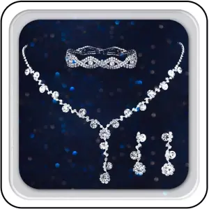 Set gioielli da sposa strass per matrimonio argento cristallo sposa collane matrimonio - Foto 1 di 7