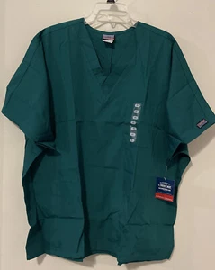 Cherokee Unisex Adult Hunter Green Vneck Short Sleeved Scrub Shirt NWT! A5115 - Picture 1 of 6
