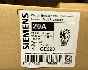 SIEMENS QE220 BREAKER 2POLE 20A 120/240V GRND FAULT NEW IN BOX READY TO SHIP - Picture 1 of 1