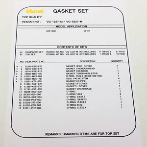 Engine gasket set complete for Honda CRF 150 R RB 07-11 - Picture 1 of 3