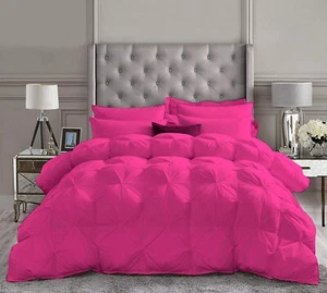3PC Pinch Pleated Comforter 800TC Count 500GSM 100%Egyptian Cotton OKing HotPink - Picture 1 of 6