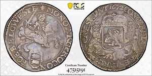 Moneda de plata Ducatón Países Bajos Frisia Occidental 1672 graduación profesional VF35 - Imagen 1 de 3