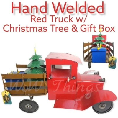 FLECHA RÚSTICA Lg. Paño soldado a mano con árbol de Navidad y caja de regalo. Foto 1 de 4