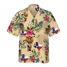 Insignia Bluebonnet Texas Hawaiian Shirt Cream Version, Texas Home Shirt_7319