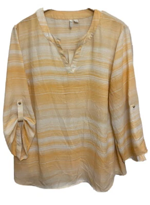 Cato Est 1946 Women’s Tunic Top Plus Size 22/24W Peach 3/4 Slevee Mock Neck - Image 1 of 4