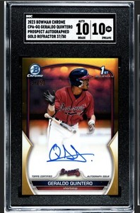 2023 Bowman Chrome 1st Autograph Geraldo Quintero Gold Auto /50 Atlanta Braves
