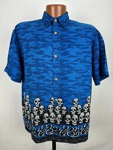 Camisa De Colección Años 90 Extreme Gear Niños XL Calaveras Geométricas Rave Poliéster Hawaiano - Imagen 1 de 15