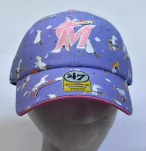 Miami Marlins 47 Clean Up Unicorn Rainbow Preschool Logo Adjustable Youth Hat OS - Picture 1 of 10