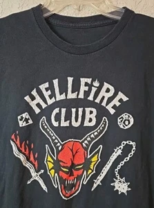 Hellfire Club Tshirt Stranger Things Mens Size Large Black Tee Shirt Gaming - Picture 1 of 5