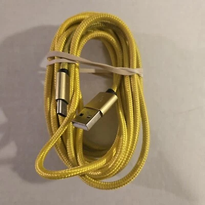 USB C Cable 10ft Fast Charge Data Transfer Sync USB A to Type-C Yellow Cord - Image 1 of 3