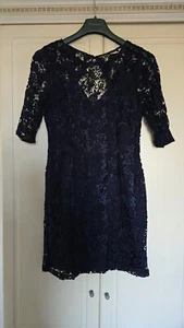Lipsy Navy Blue Floral Lace Dress UK Size 16 - Picture 1 of 6
