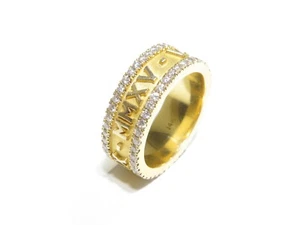14 Karat Gelbgold römische Zahl Zahlen 1,90ct weißer Diamant Hochzeitsband Ring  - Bild 1 von 5