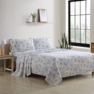 - Full Sheet Set, Warm Breathable Cotton Flannel Bedding with Deep Pockets, Brus - Picture 1 of 12