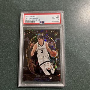 2022 Select Basketball Jake Laravia Black Disco 1/1 PSA8. Rookie. Grizzlies
