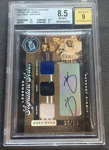 2007 Press Pass Legends Signed Jimmie Johnson Race Used Bgs 9 Auto Mint /25