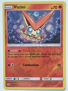 REVERSE HOLO Victini 30/236 VLP - Cosmic Eclipse Pokemon Card - Saya Tsuruta Art - Picture 1 of 4