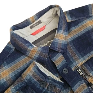 Eddie Bauer Mountain Ops Heavyweight Flannel Shirt TXL Blue Brown Classic Fit - Picture 1 of 15