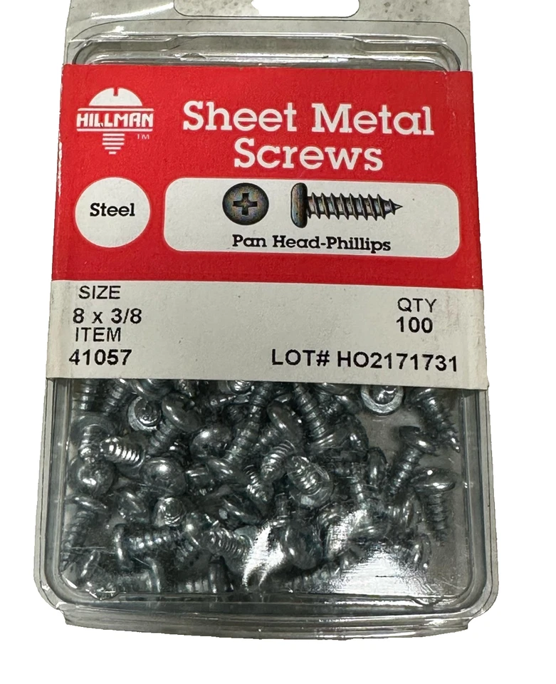 Hillman Sheet Metal Screws 41057 Steel Pan Head - Phillips #8 x 3/8" 100Pk - Image 1 of 1