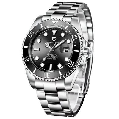 ⚫️ - Orologio Pagani Design Automatico PD 1639 Japan Uomo Subacqueo 100MT Nero