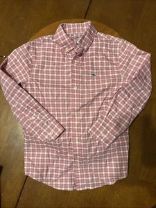 Vineyard Vines Hemd Jungen 6 rosa blau kariert Langarm Button Down Wal Logo - Bild 1 von 8