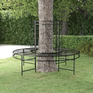 Baumbank Rund Ø137cm Schwarz Stahl Gartenbank Parkbank Sitzbank Bank vidaXL - Zdjęcie 1 z 6