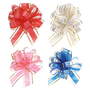 20pcs 9" Large Pull Bow Wrapping Ribbon Organza Blue/Pink/Burgundy Red/White - Picture 1 of 6