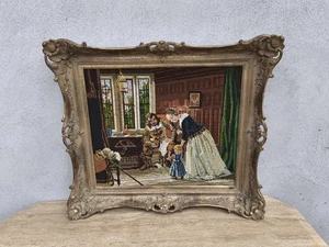 Wandbild Altes Gemälde Schöner Rahmen Malerei Stickerei Altes Stickbild  - Bild 1 von 11