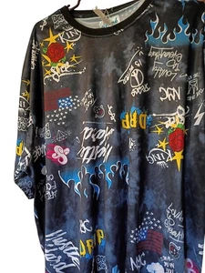 FRESH PRINTS OF BEL AIR 4XL FLAME ROSE GRAPHIC XXXXL PULLOVER T-SHIRT GRAFFITI - Bild 1 von 5