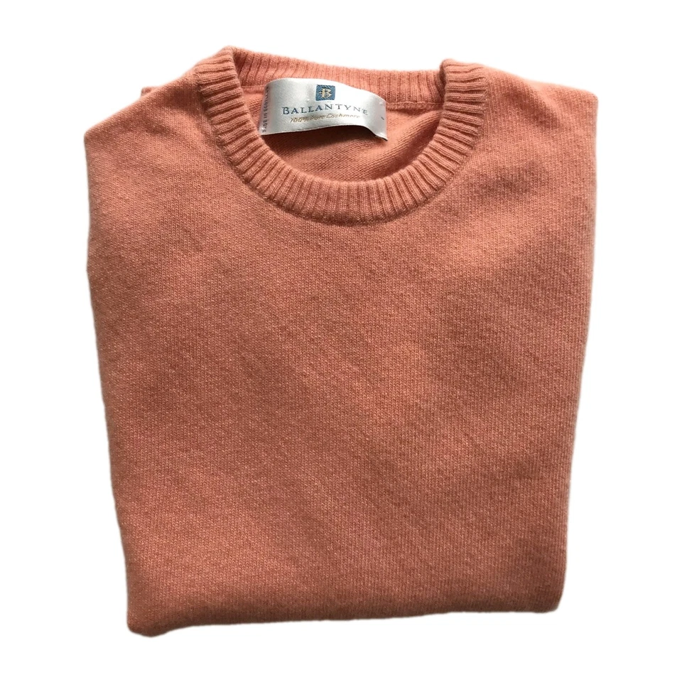 BALLANTYNE Womens Sweater Pullover Cashmere Light Orange Sz 2 Scotland-Defect - Image 1 of 4