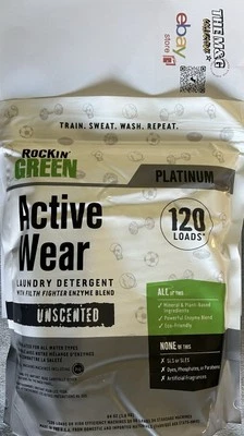 Rockin’ Green Active Wear Laundry Detergent – 64 oz (120 Loads) -New /Sealed