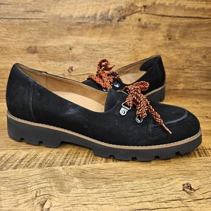 Vionic Teagan Oxford lace up black nubuck Casual loafer shoe sz 10 - Picture 1 of 8