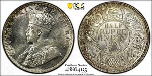 India-Británico Jorge V Plata 1936 (B) 1/2 Rupia PCGS MS64 Luster KM# 522 (35) - Imagen 1 de 3