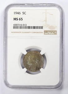 1946 Jefferson Nickel 5C NGC MS 65 Toned Toning - Picture 1 of 4