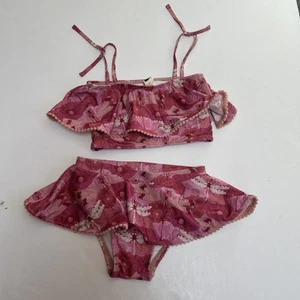 Kate Quinn Ruffle Crop Swim Suit Set Bikini Pink Dragonfly Poppy 6Y 2 Piece - Picture 1 of 9