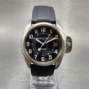Hamilton Khaki Aviation Watch Men 34mm Black Dial Silver Tone Date Round New Bat - Picture 1 of 12