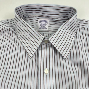 Camisa de vestir Brooks Brothers para hombre 17 35 azul claro a rayas calce clásico sin planchar - Imagen 1 de 11