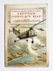 Mappa Conflitto Vietnam Vintage di CS Hammond - Indice e Cronologia degli Eventi - Foto 1 di 10