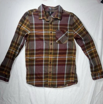 Volcom Classic Fit Red Plaid Short Sleeve Button Up Shirt Mens Med (Tag L) - Image 1 of 4