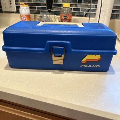 Caja de aparejos de pesca Plano de colección bandeja extraíble de plástico AZUL 1001 CON APAREJOS USADA EN EXCELENTE ESTADO Foto 1 de 4