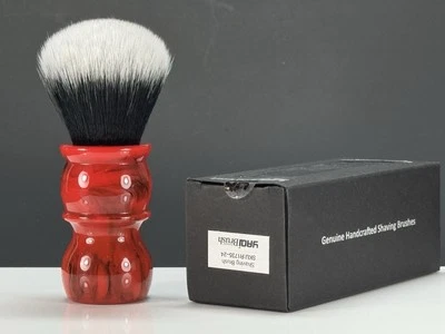 Escova de barbear sintética Yaqi 24mm mármore vermelho resina Handel R1735-24 - Imagem 1 de 4