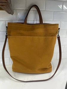 Old Navy Dual Strap Canvas Tote Padded Laptop Tobacco Brown One Size Bag - Picture 1 of 14